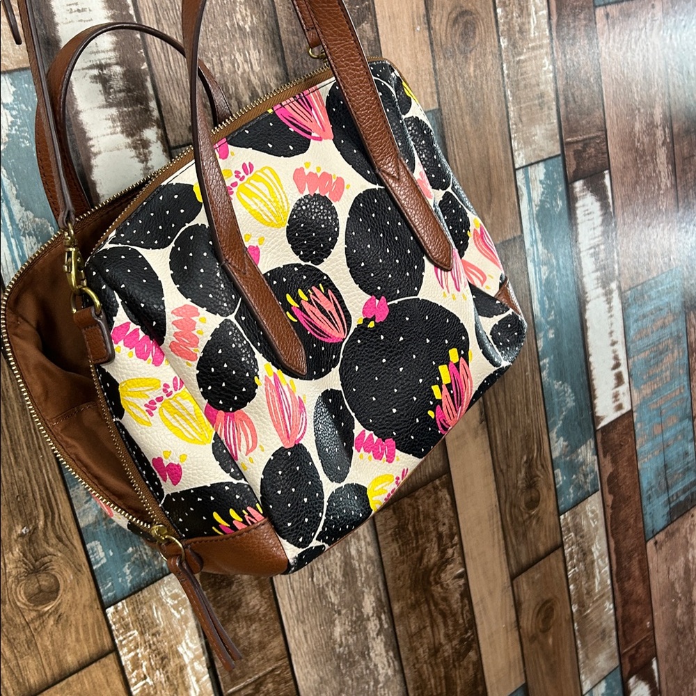 Fossil floral cactus Brown Fabric Interior crossbody bag - Picture 13 of 16